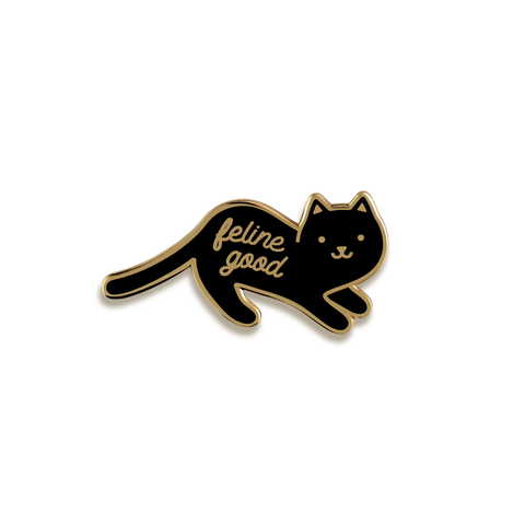 Feline Good Enamel Pin by Everyday Olive · Black