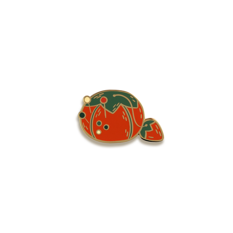 Tomato Pin Cushion Enamel Pin by Justine Gilbuena