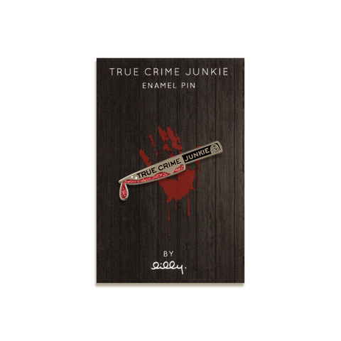 True Crime Junkie Enamel Pin by Lilly Baik