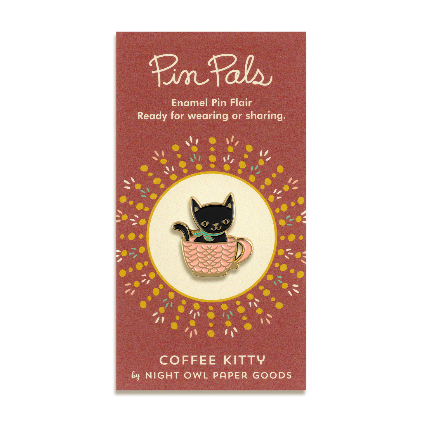Coffee Kitty Enamel Pin by Night Owl Paper Goods