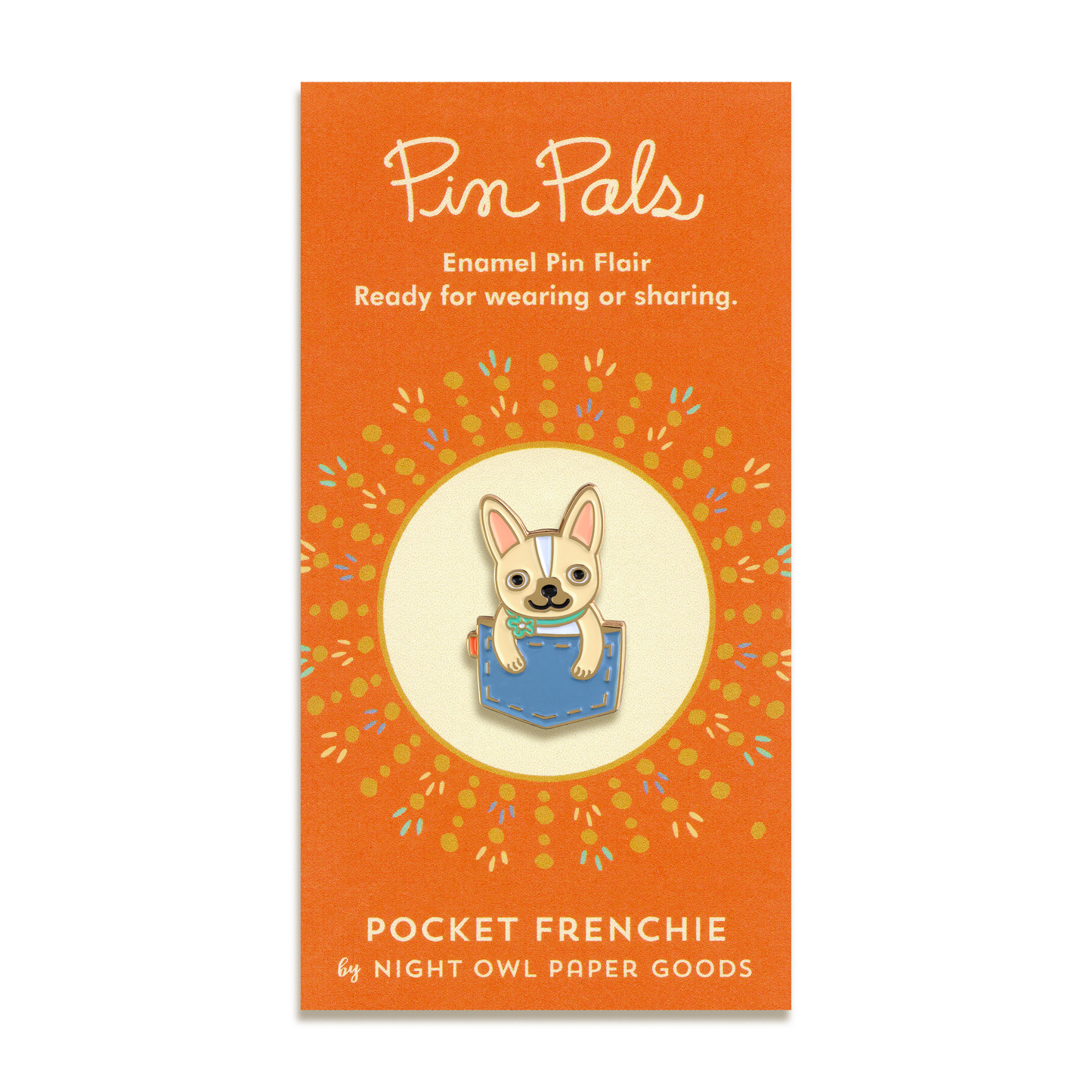 Pocket Frenchie Enamel Pin by Night Owl Paper Goods