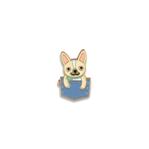 Pocket Frenchie Enamel Pin by Night Owl Paper Goods