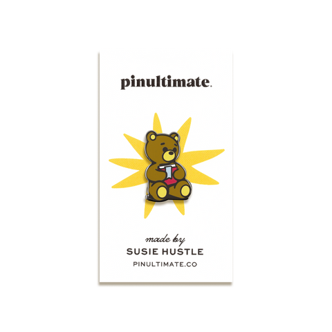 Teddy Bear Enamel Pin by Susie Hustle
