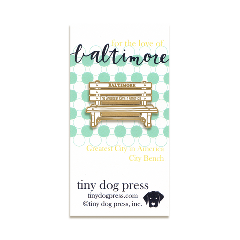 Baltimore Bench Enamel Pin by Tiny Dog Press · White