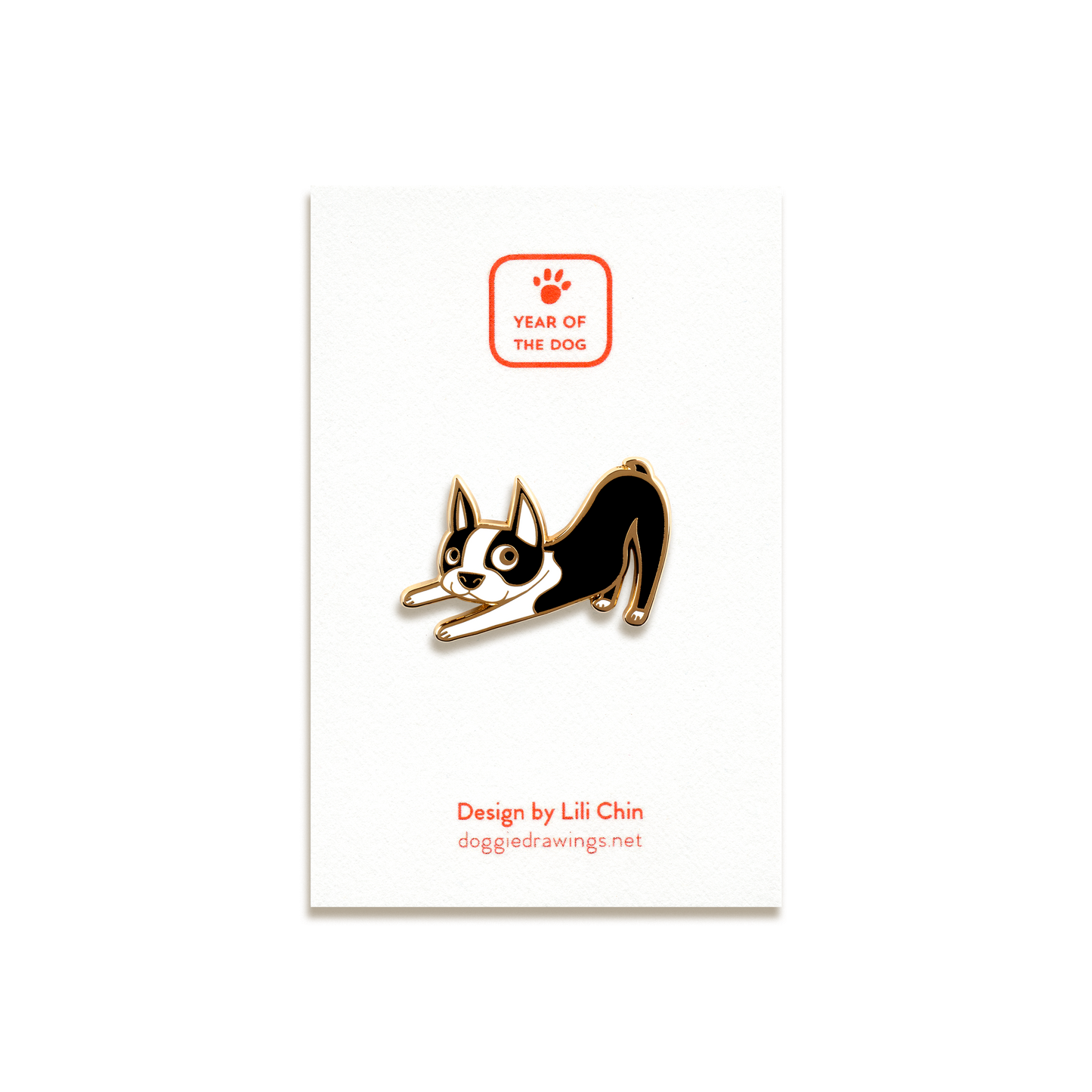 Boston Terrier Enamel Pin by Doggie Drawings