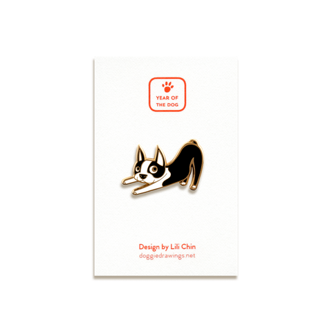 Boston Terrier Enamel Pin by Doggie Drawings