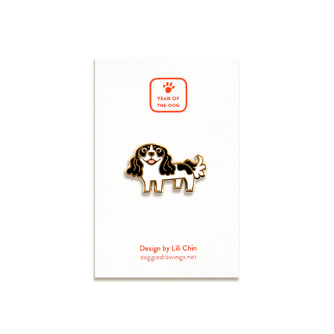 Cavalier Spaniel Enamel Pin by Doggie Drawings