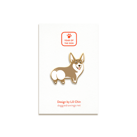 Corgi Enamel Pin by Doggie Drawings