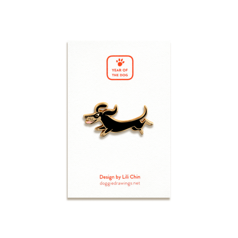 Dachshund Enamel Pin by Doggie Drawings