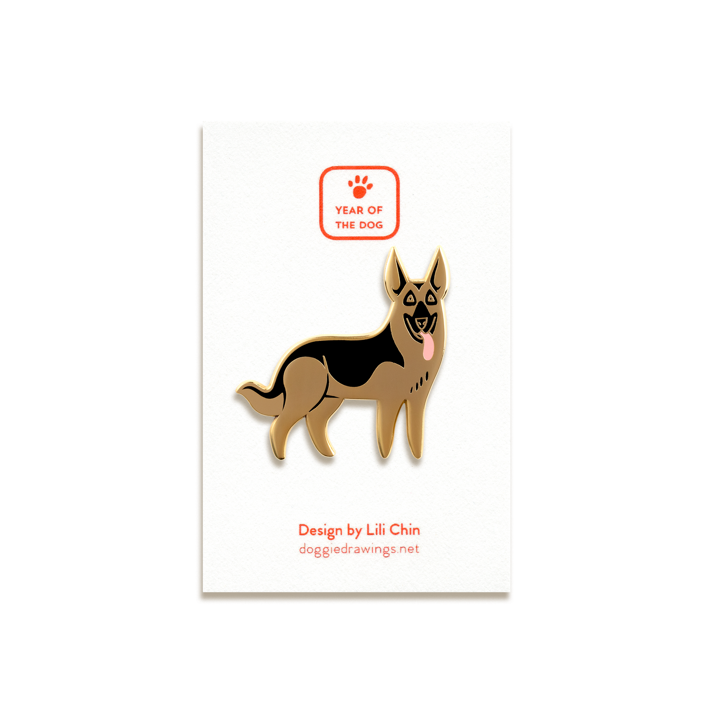 German Shepherd Enamel Pin by Doggie Drawings