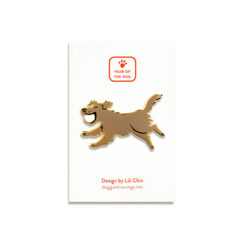 Golden Retriever Enamel Pin by Doggie Drawings