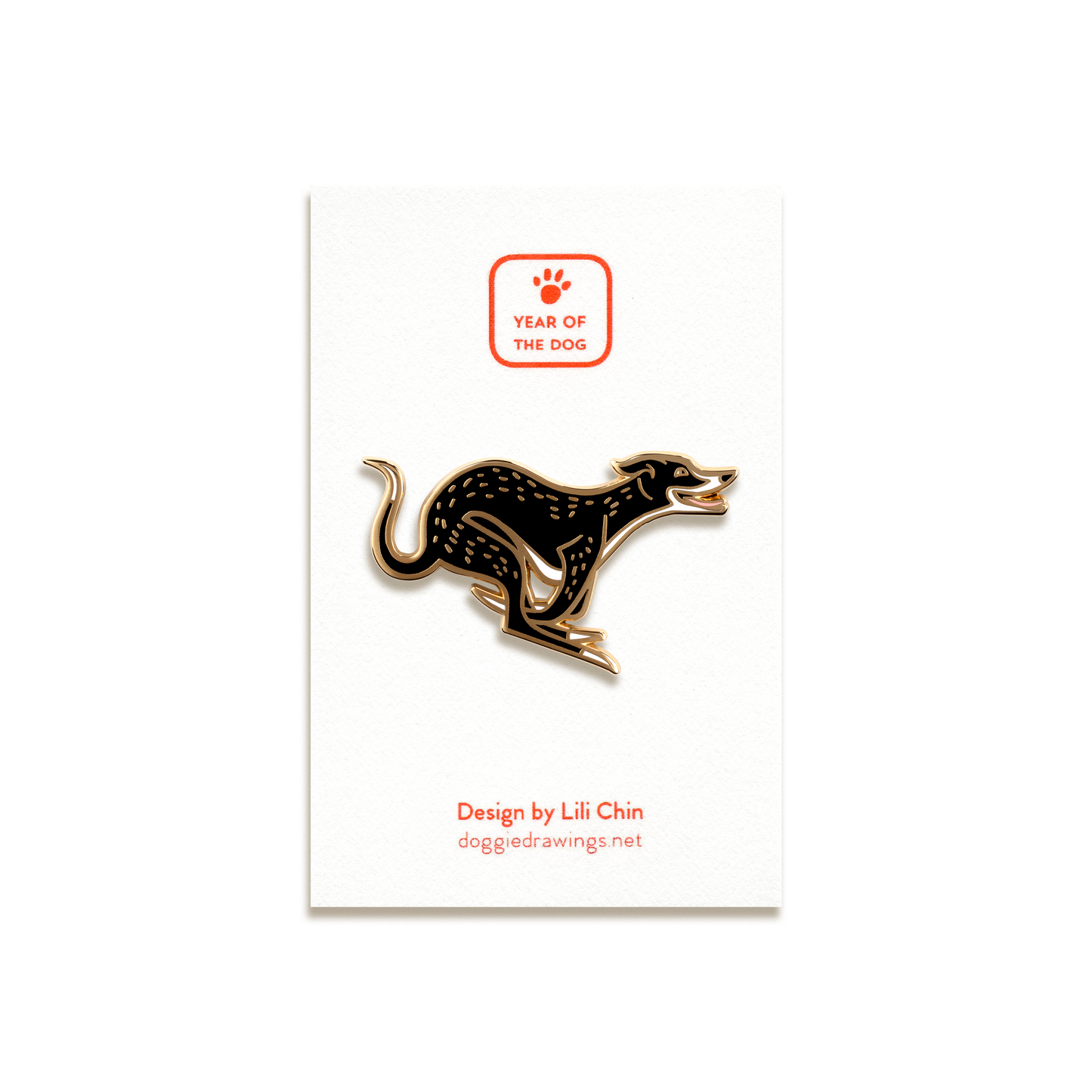 Greyhound Enamel Pin by Doggie Drawings