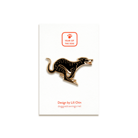 Greyhound Enamel Pin by Doggie Drawings
