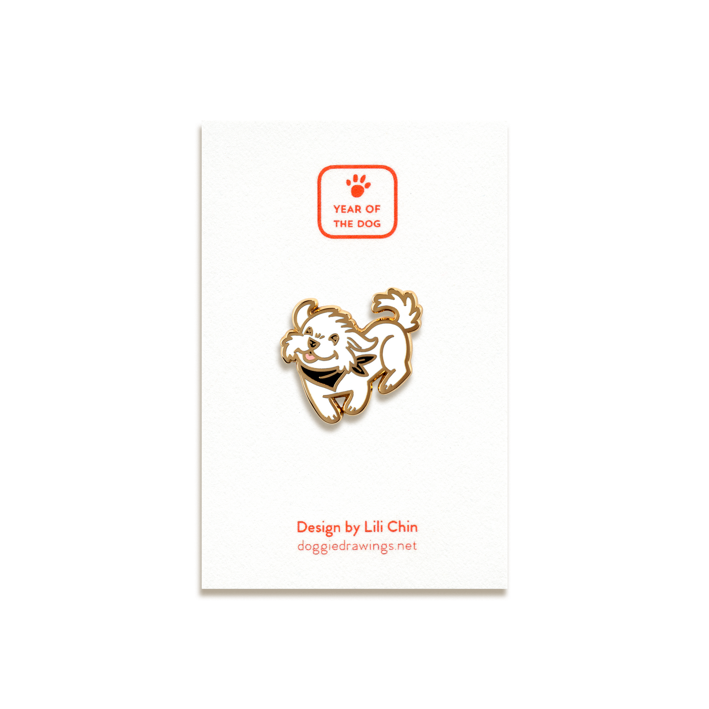 Maltese Enamel Pin by Doggie Drawings