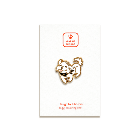 Maltese Enamel Pin by Doggie Drawings