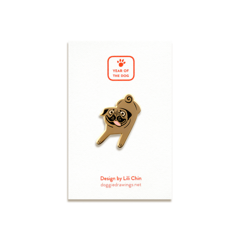 Pug Enamel Pin by Doggie Drawings