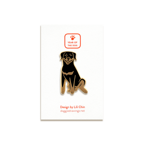 Rottweiler Enamel Pin by Doggie Drawings