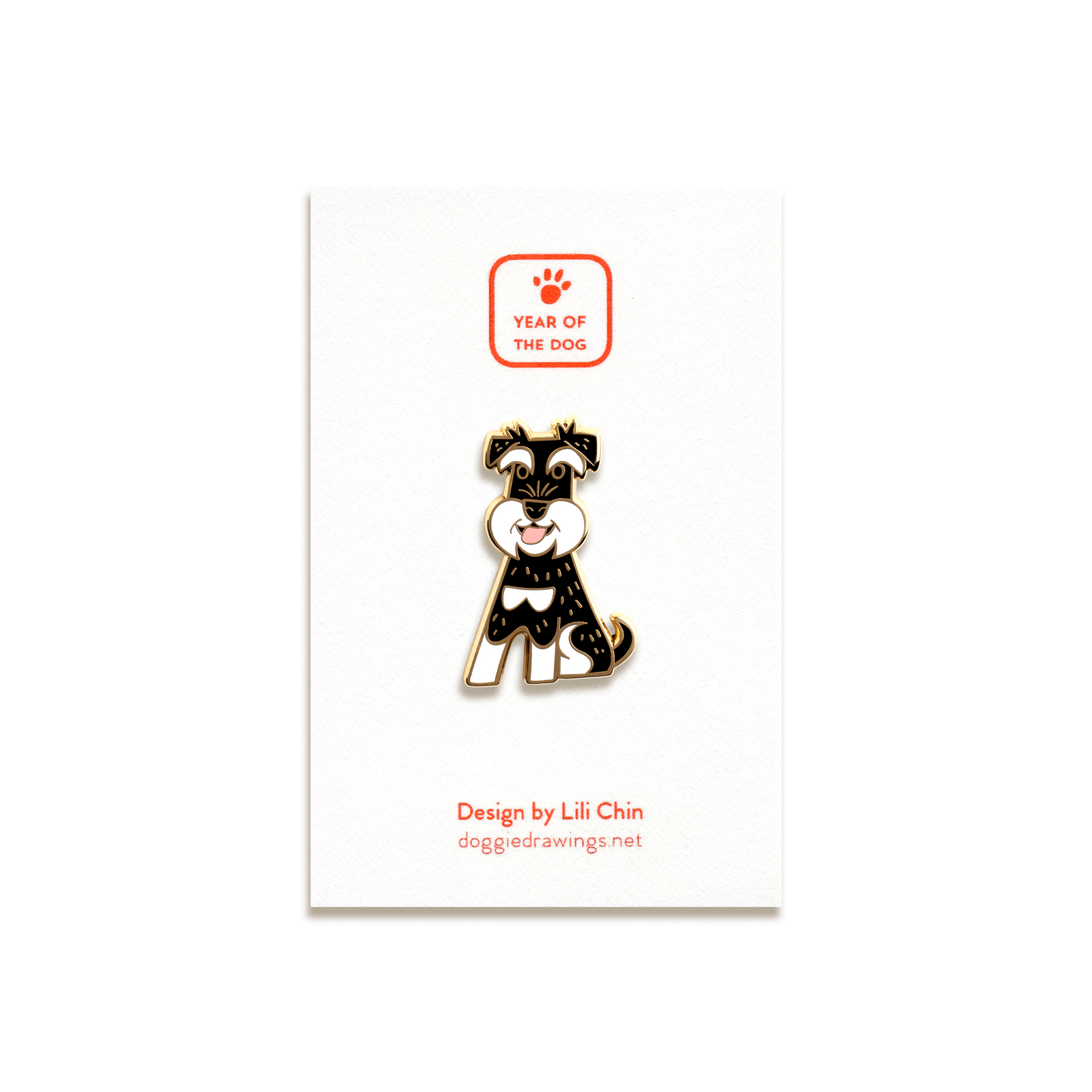 Schnauzer Enamel Pin by Doggie Drawings