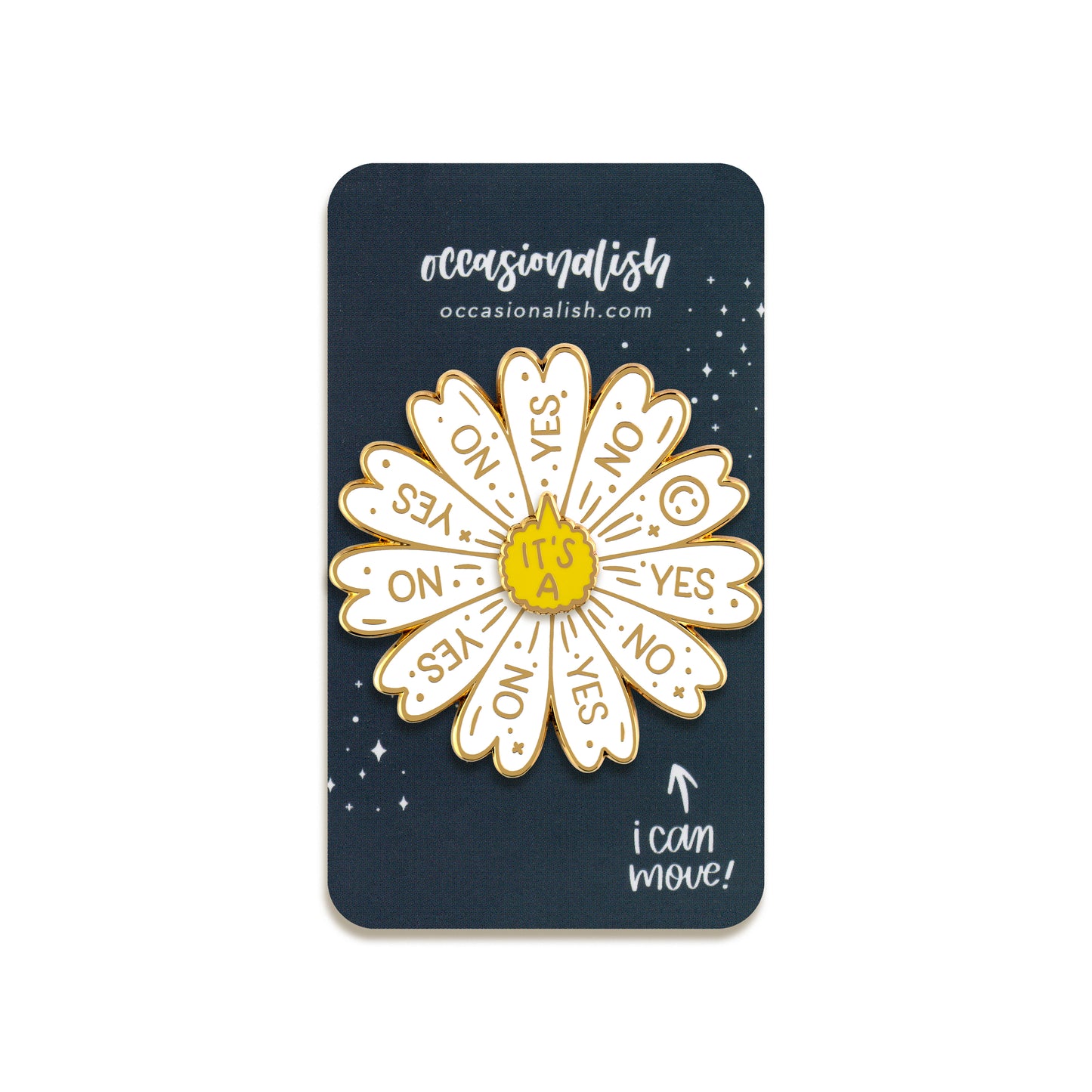 Spinning Daisy Enamel Pin by Occasionalish