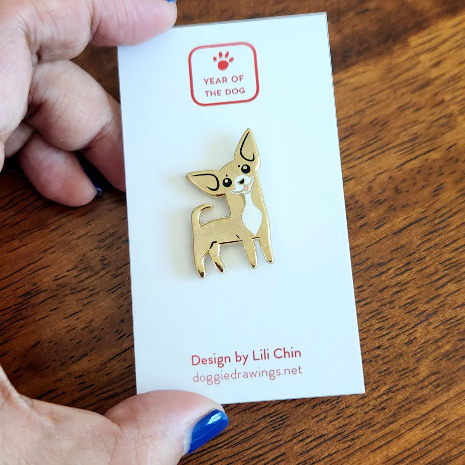 Chihuahua Enamel Pin by Doggie Drawings