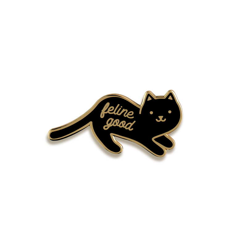 Feline Good Enamel Pin by Everyday Olive · Black