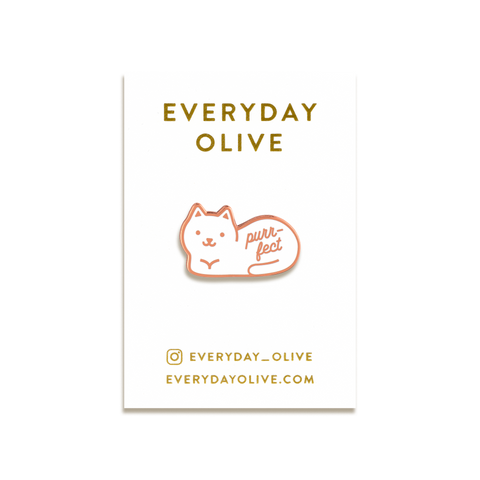 Purr-fect Enamel Pin by Everyday Olive · White