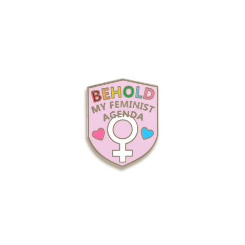 Behold My Feminist Agenda Enamel Pin by Hand Over Your Fairy Cakes