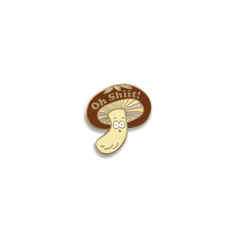 Oh Shiit-ake Mushroom Enamel Pin by ILOOTPAPERIE