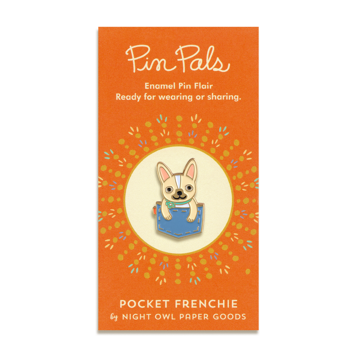 Pocket Frenchie Enamel Pin by Night Owl Paper Goods