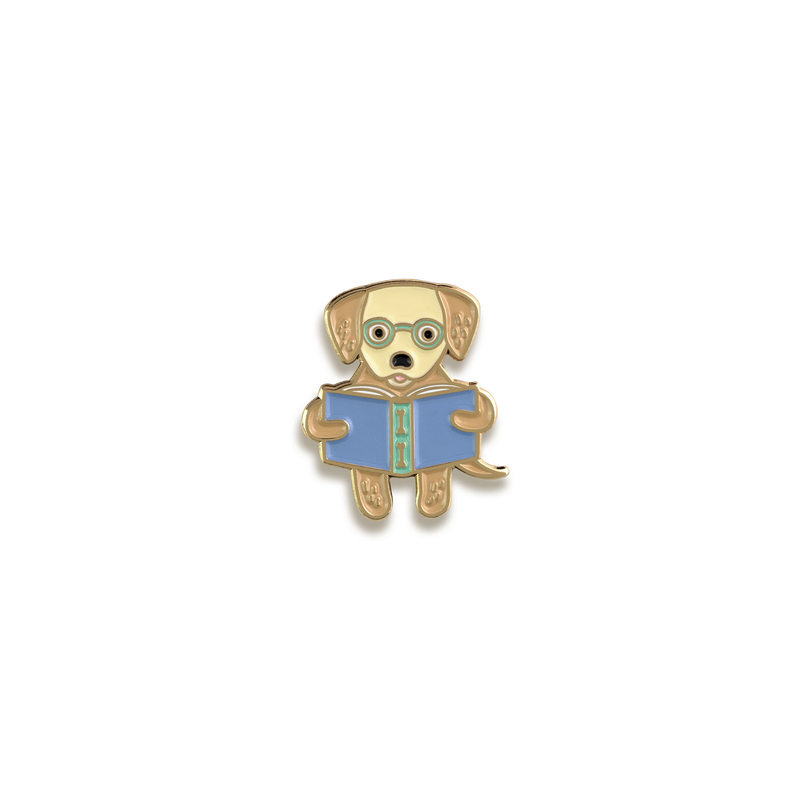 Reading Retriever Enamel Pin by Night Owl Paper Goods