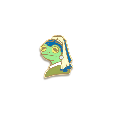 Frog with a Pearl Earring Enamel Pin by Toku Arts