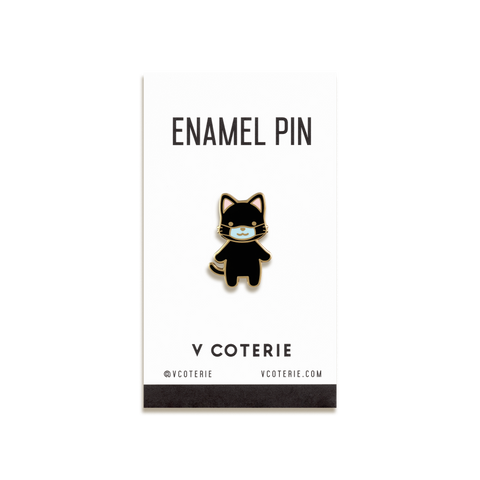 Cat w/ Mask Enamel Pin by V Coterie · Black