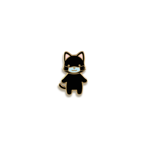 Cat w/ Mask Enamel Pin by V Coterie · Black