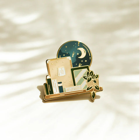 Goodnight Bookshelf Enamel Pin by Occasionalish