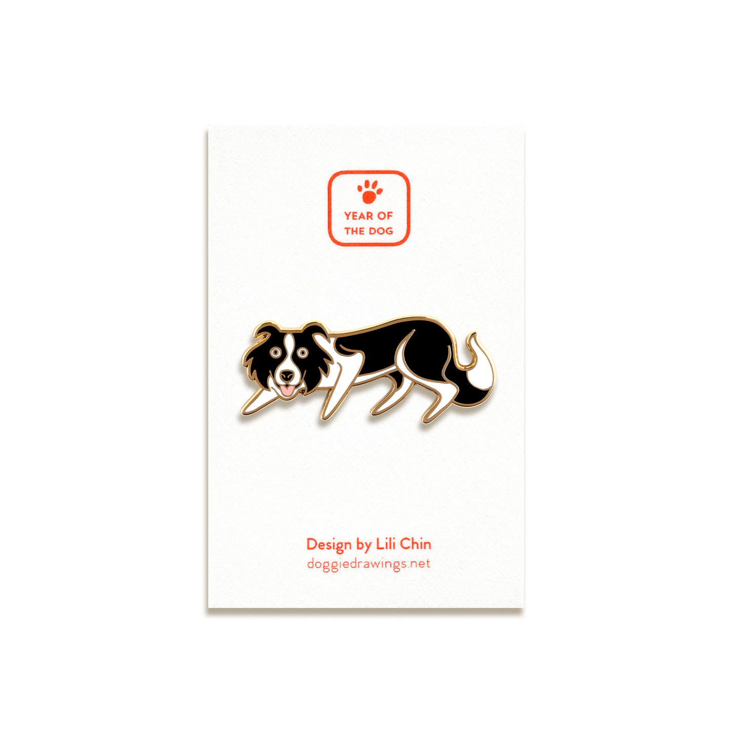 Border Collie Enamel Pin by Doggie Drawings