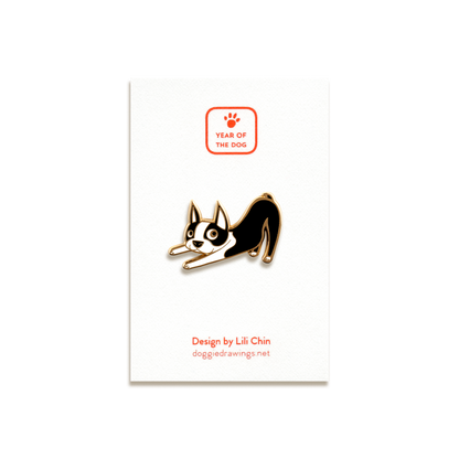 Boston Terrier Enamel Pin by Doggie Drawings