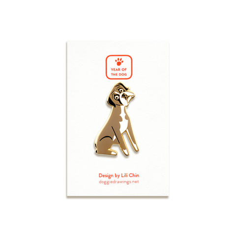 Boxer Enamel Pin by Doggie Drawings