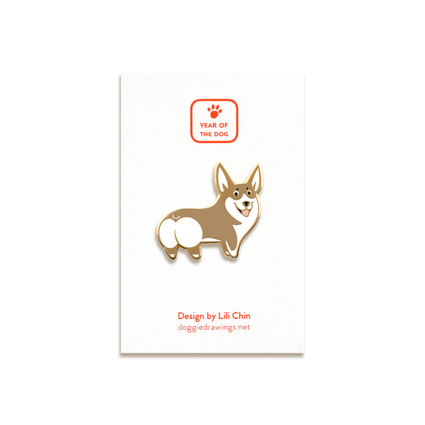 Corgi Enamel Pin by Doggie Drawings
