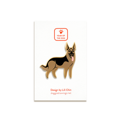 German Shepherd Enamel Pin by Doggie Drawings