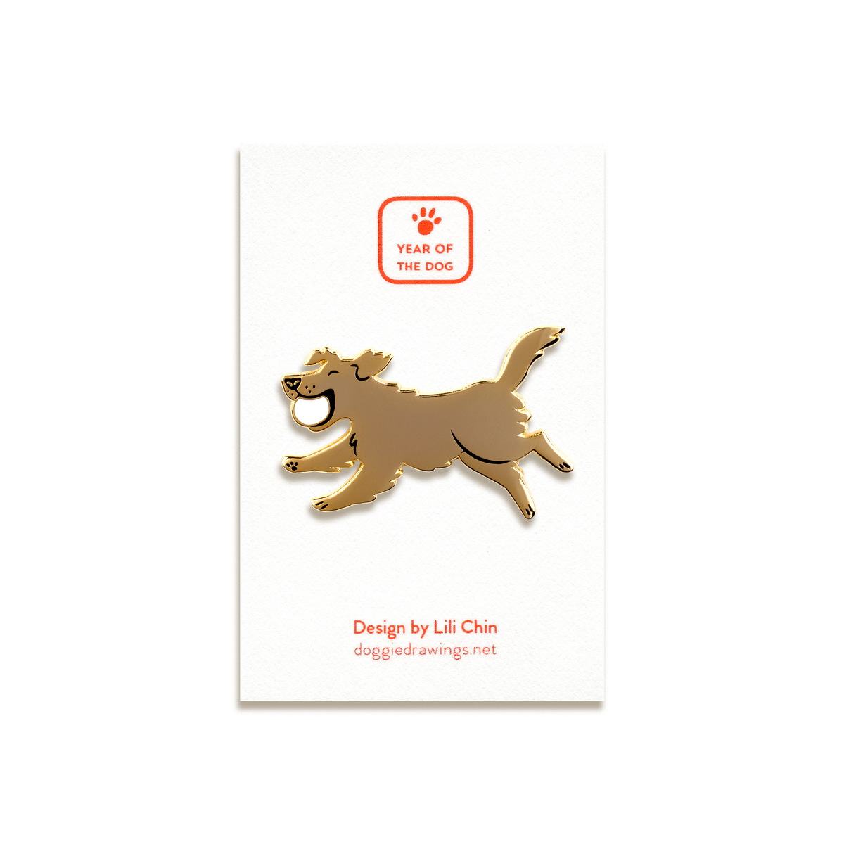 Golden Retriever Enamel Pin by Doggie Drawings