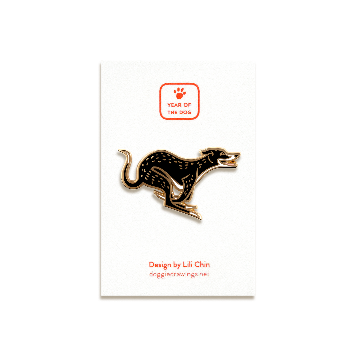 Greyhound Enamel Pin by Doggie Drawings