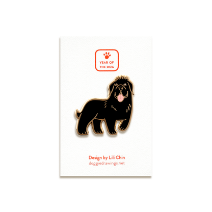 Newfoundland Enamel Pin by Doggie Drawings