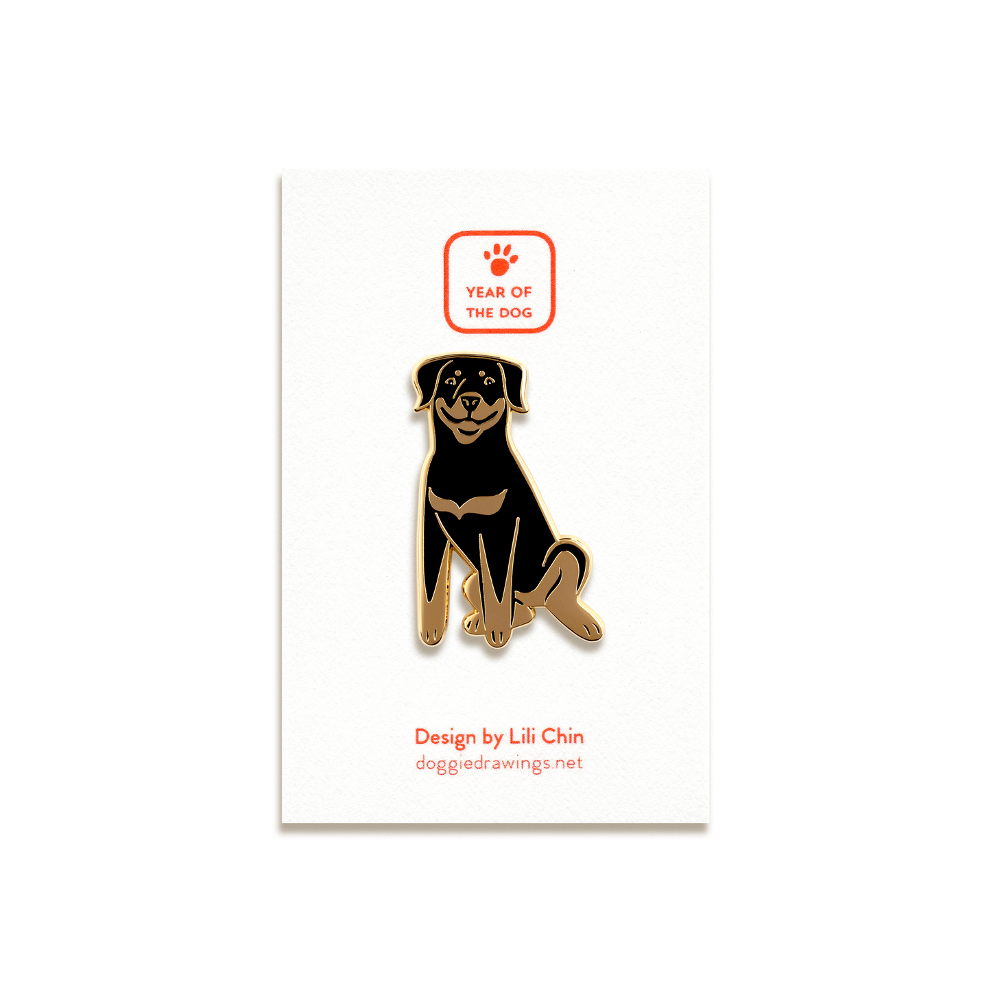 Rottweiler Enamel Pin by Doggie Drawings