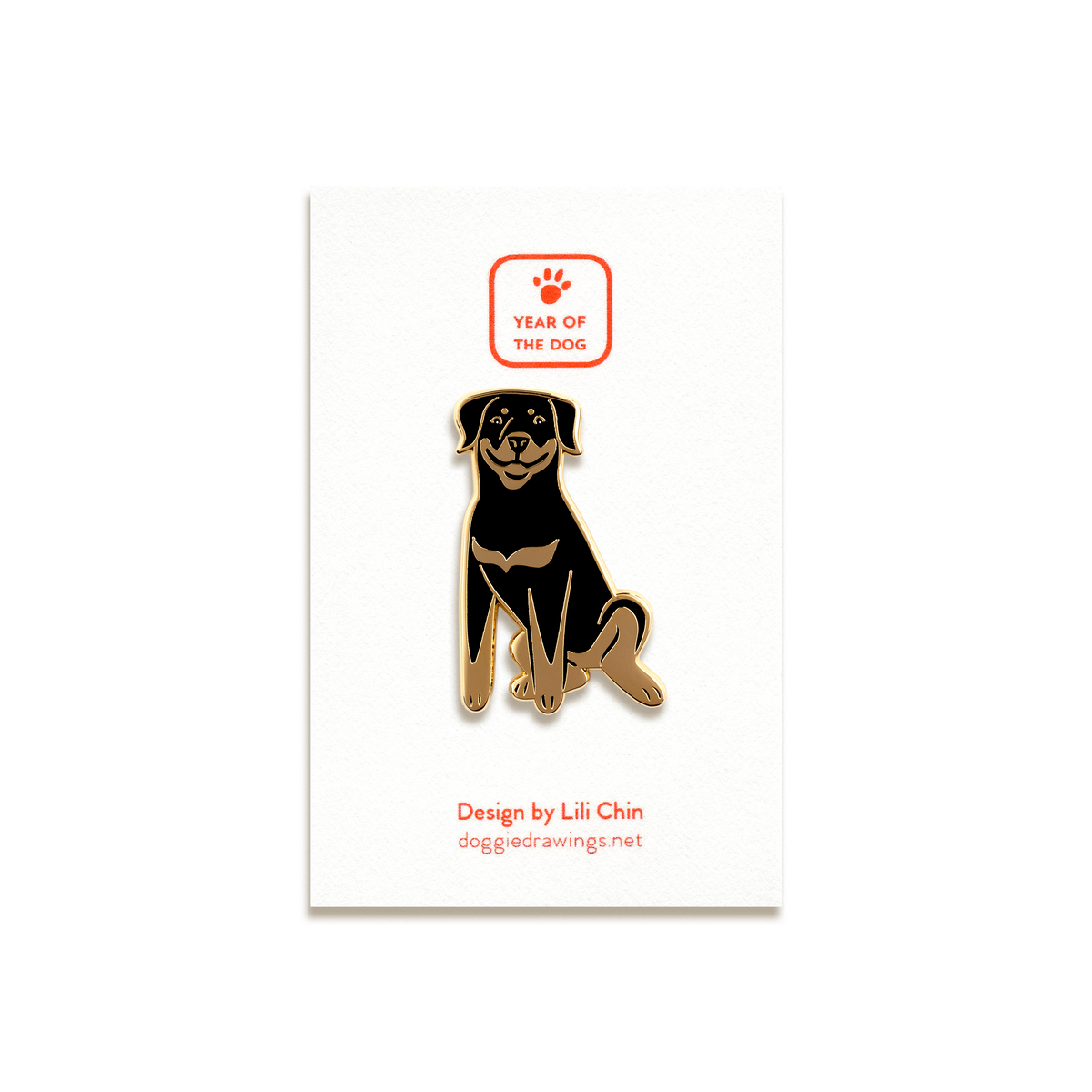 Rottweiler Enamel Pin by Doggie Drawings