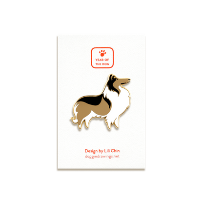 Rough Collie Enamel Pin by Doggie Drawings