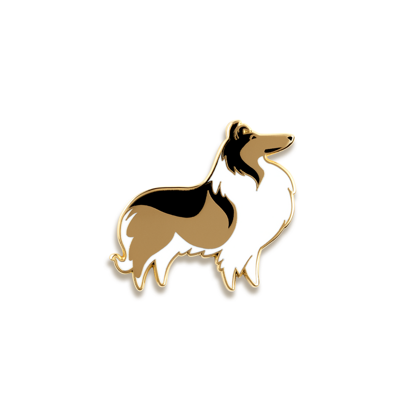 Rough Collie Enamel Pin by Doggie Drawings