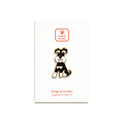 Schnauzer Enamel Pin by Doggie Drawings