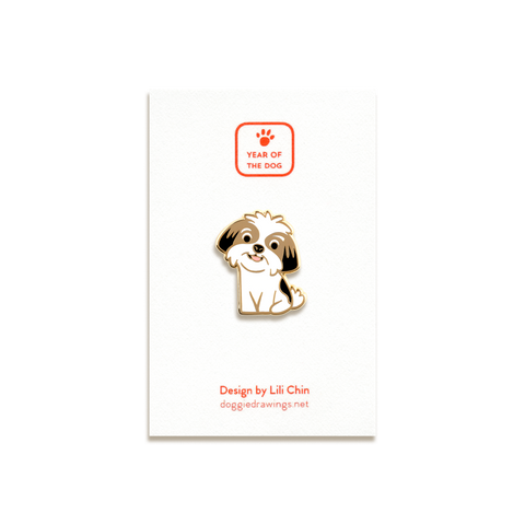 Shih Tzu Enamel Pin by Doggie Drawings