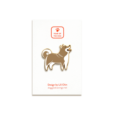 Spitz Enamel Pin by Doggie Drawings