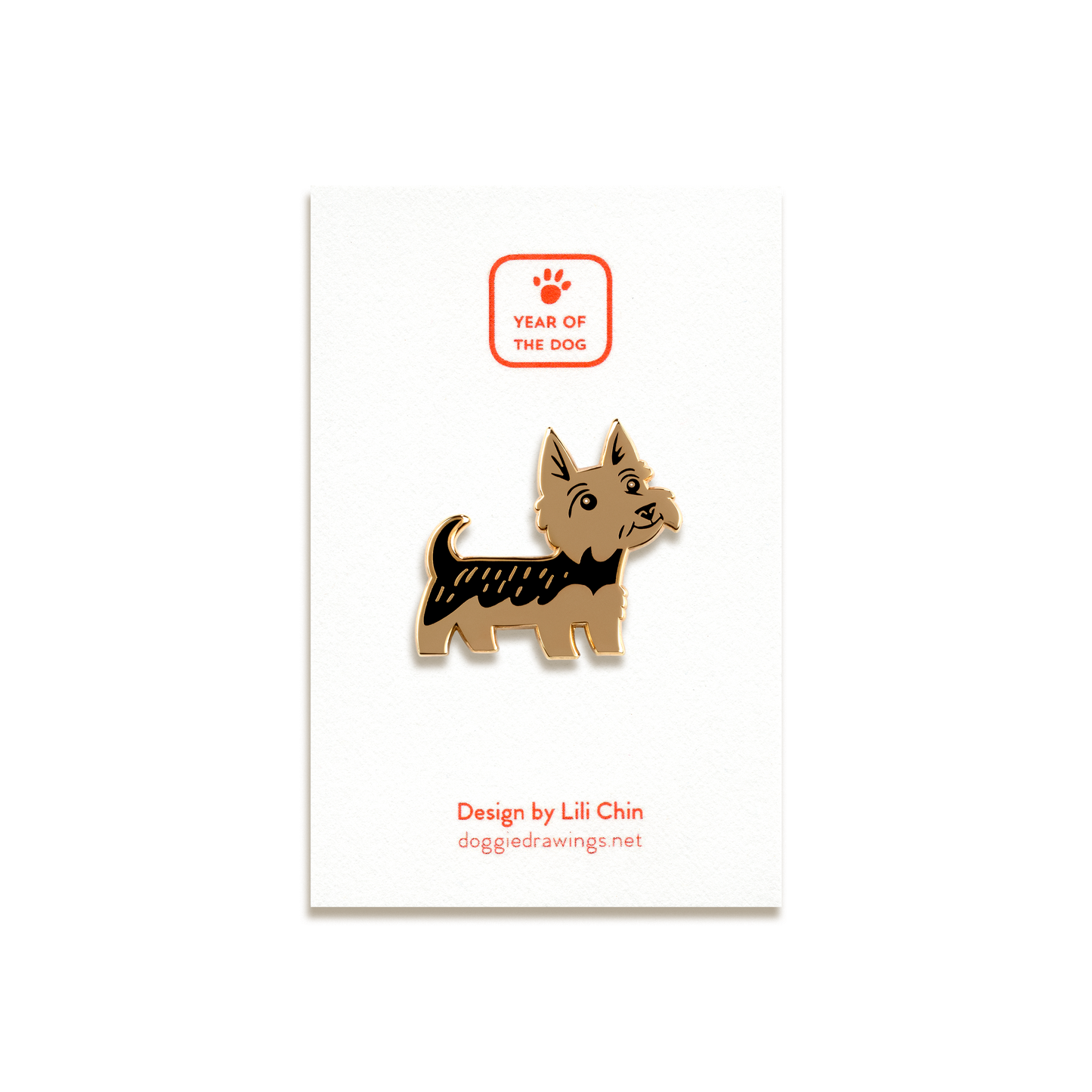 Yorkie Enamel Pin by Doggie Drawings